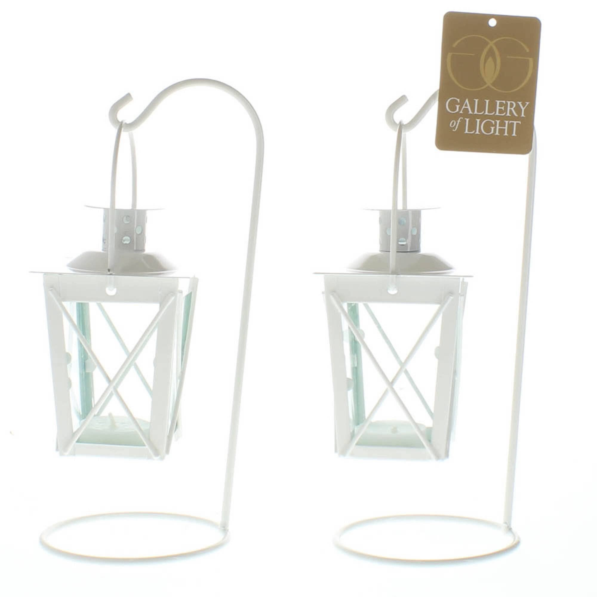 9" White Railroad Candle Lanterns